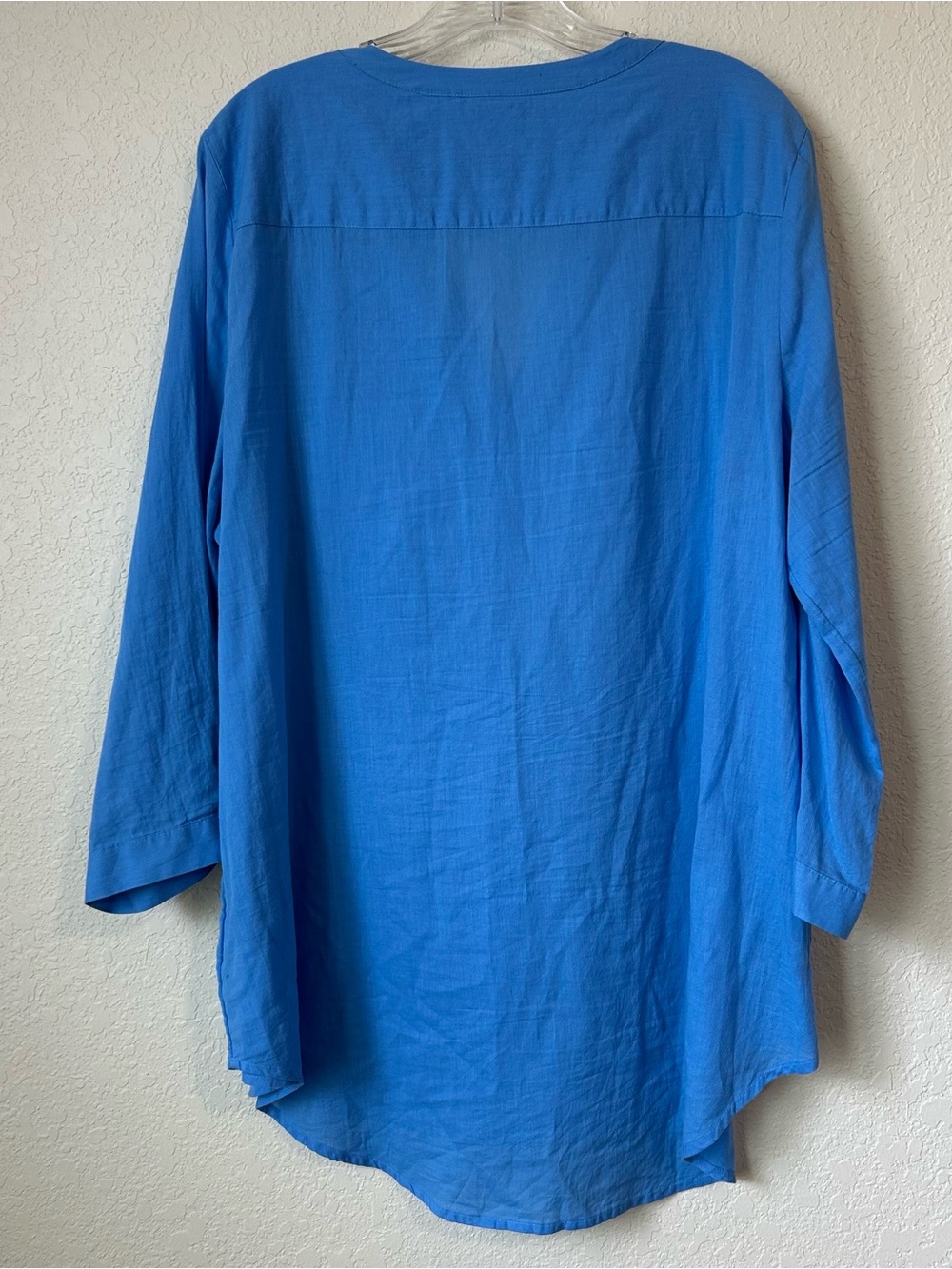 St. John's Bay Blue Women's Tunic Henley Blouse with chest pockets - Picture 3 of 7